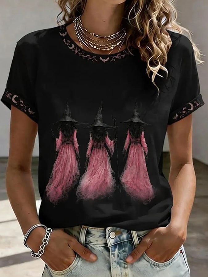 Witch Era Halloween T-Shirt In October We Wear Pink Clothes Gift For Women - Foxy23shop