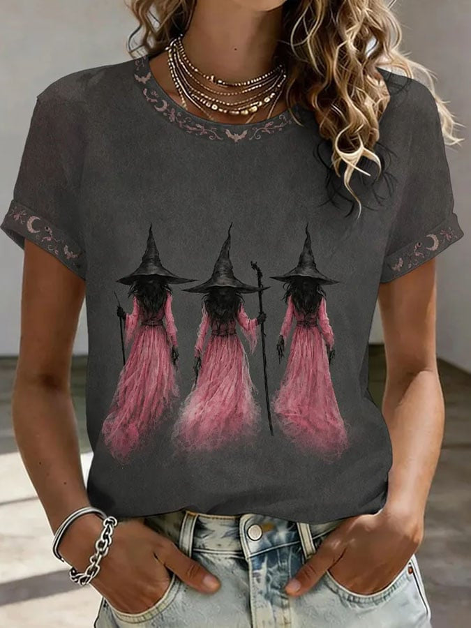 Witch Era Halloween T-Shirt In October We Wear Pink Clothes Gift For Women - Foxy23shop