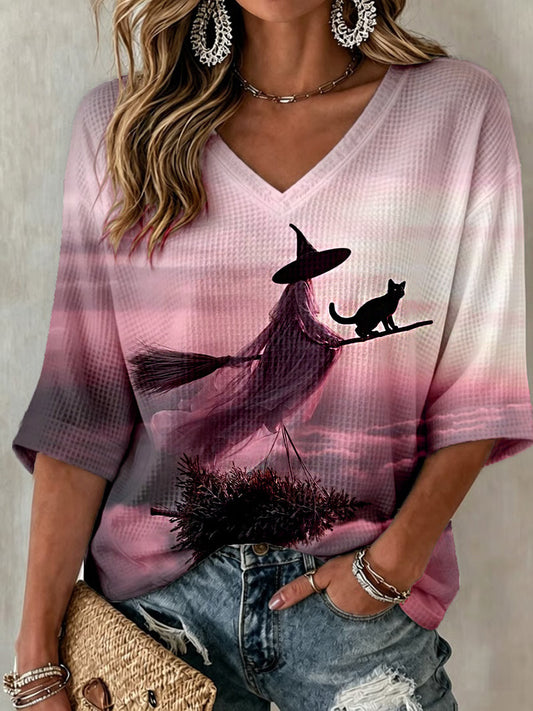 Halloween Witch Era V-Neck Raglan Shirt Halloween Witchcraft Clothes Women Gift - Foxy23shop
