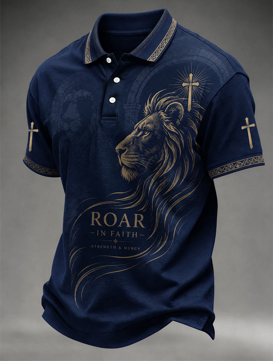 Lion of Judah Polo Shirt Roar King Jesus Cross Clothes Gift For Brother - Foxy23shop