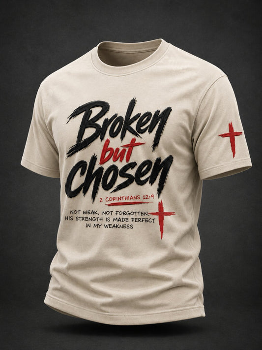Broken But Chosen T-Shirt Christian Streetwear Graphic Clothes Religious Gift - Foxy23shop