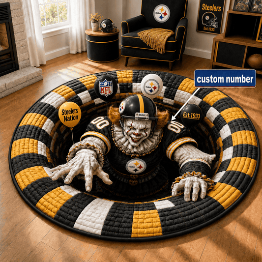 Personalized Pittsburgh Steelers Halloween 2026 Round Mat Halloween Home Decor Gifts Ideas For Steelers Fans