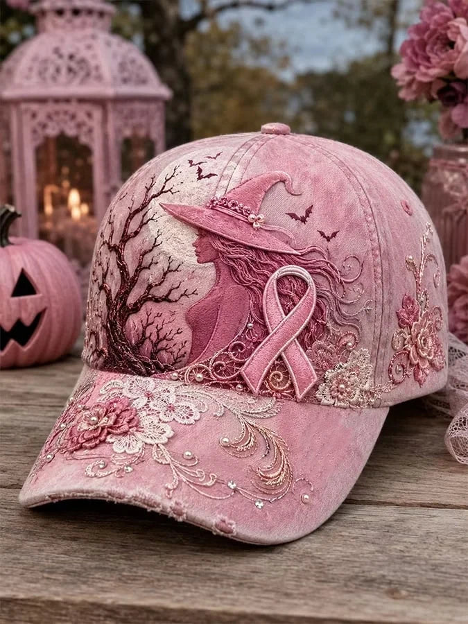 Halloween Witch Breast Cancer Hat Halloween Baseball Cap Gifts For Sister