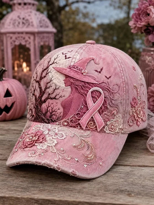 Halloween Witch Breast Cancer Hat Halloween Baseball Cap Gifts For Sister