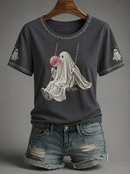 Fall Season Halloween Ghost Buble Gum Shirt Halloween Graphic Tee Gifts For Mom