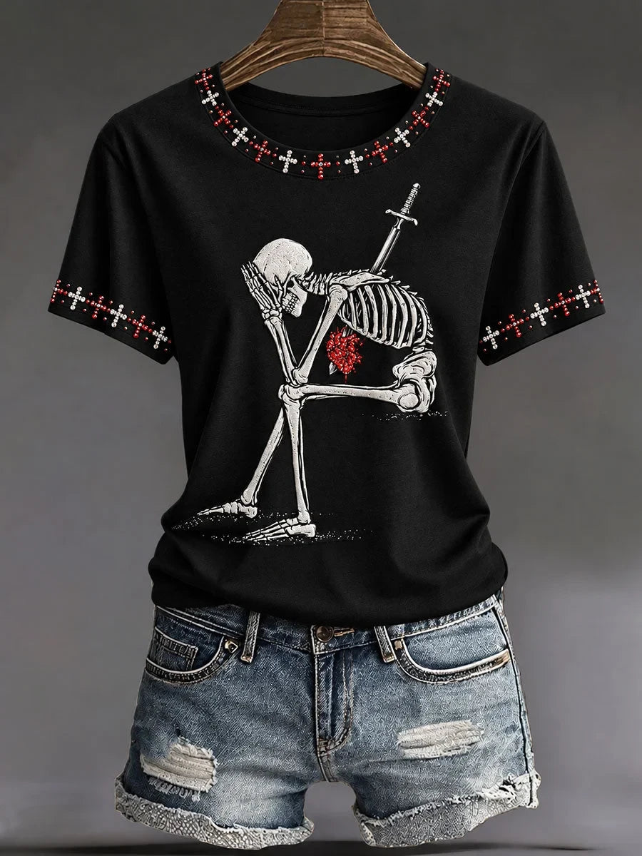 Halloween Gothic Fun Skull T-Shirt Halloween Apparel Presents Idea For Sister