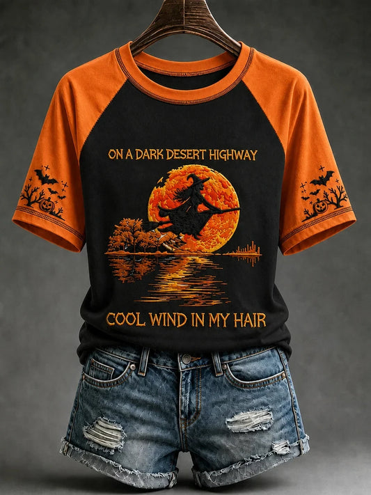 Halloween Witch Pumpkin Bat T-Shirt Spooky Halloween Apparel Presents For Her