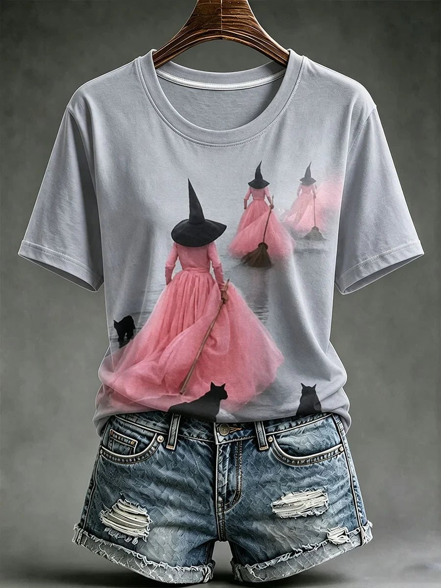 Halloween Witch Black Cat Sshort Shirt Halloween Apparel Presents Idea For Cat Lovers