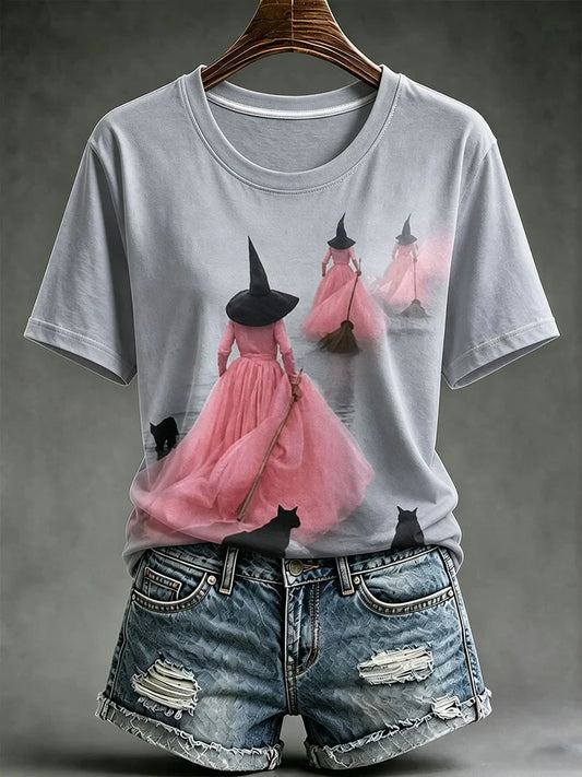 Halloween Witch Black Cat Sshort Shirt Halloween Apparel Presents Idea For Cat Lovers