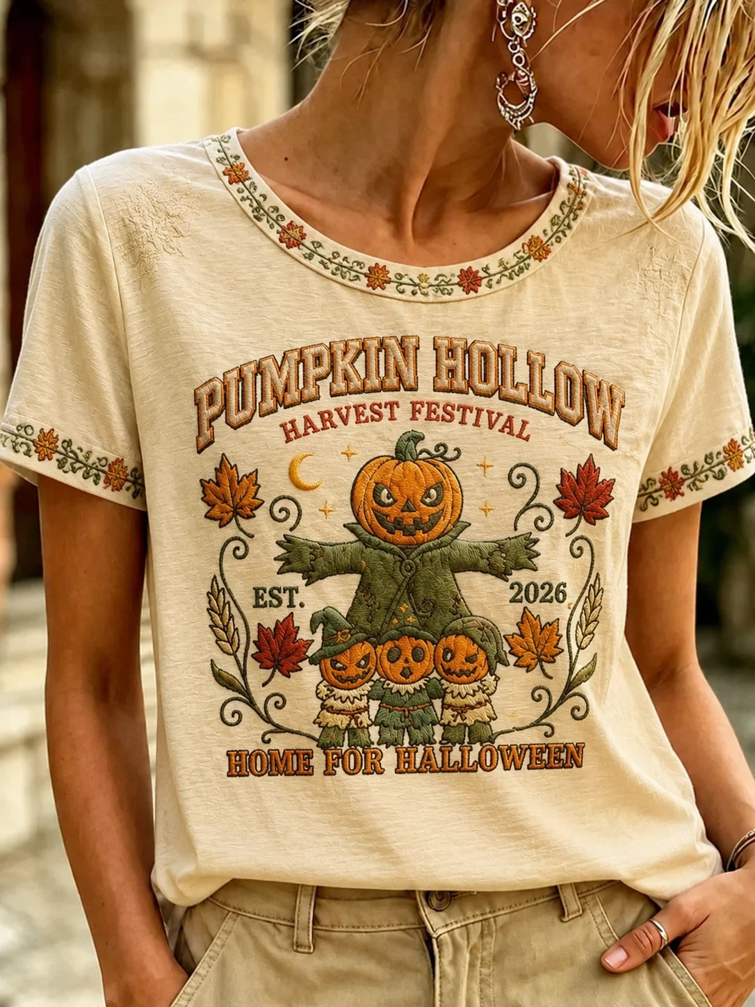 Pumpkin Hollow Autumn Floral Shirt Halloween Merch Gifts Idea For Sisters