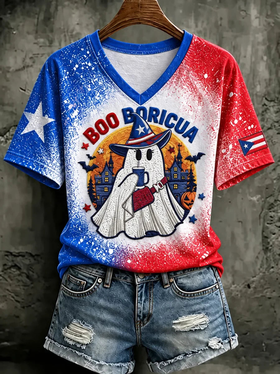 Halloween In Puerto Rico V-Neck Shirt Halloween Clothes Presents For Mother