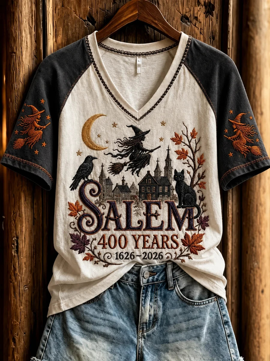 Salem 400Th Anniversary Witch V-Neck Shirt Spooky Halloween Clothes Gifts For Wife