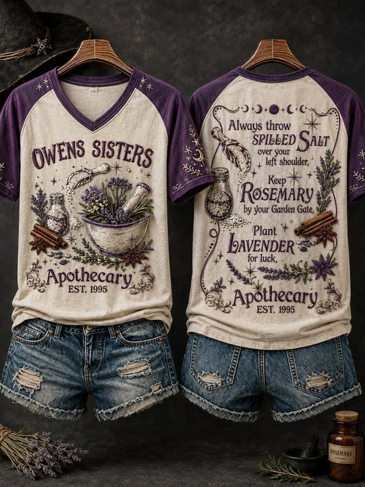 Halloween Witch Salt Rosemary Lavender Love Art V-Neck Shirt Halloween Clothes Holiday Gifts For Her