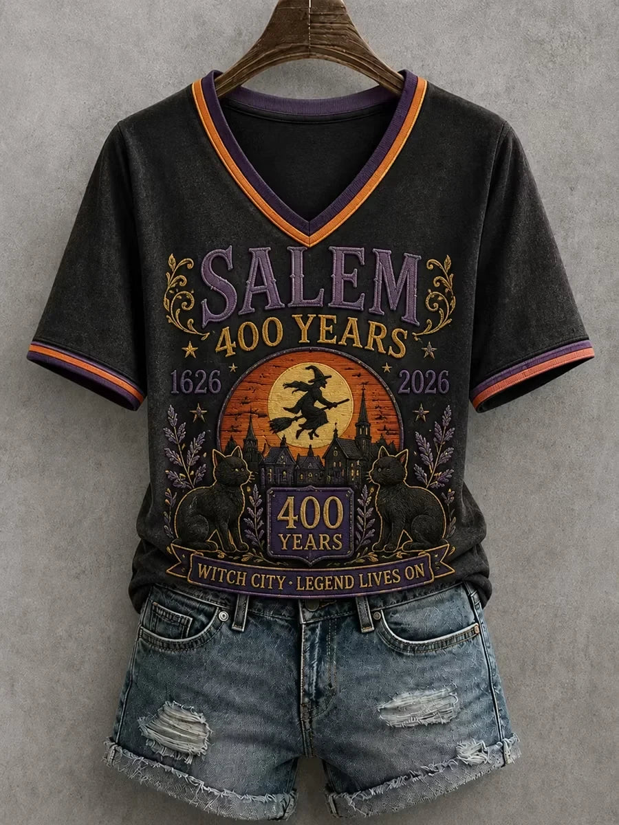 Salem 400Th Anniversary Witch V-Neck Shirt Halloween Clothing Gifts For Sister