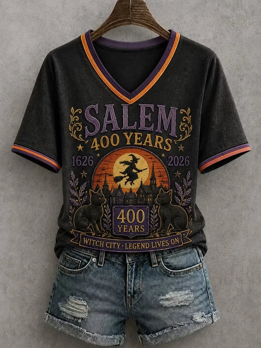 Salem 400Th Anniversary Witch V-Neck Shirt Halloween Clothing Gifts For Sister