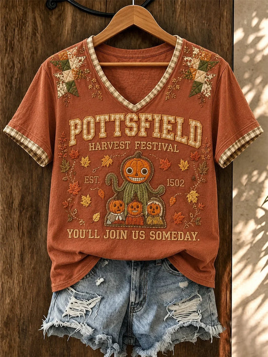 Pottsfield Harvest Festival 1502 Youll Join Us Someday V-Neck Shirt Halloween Apparel Gifts For Wife