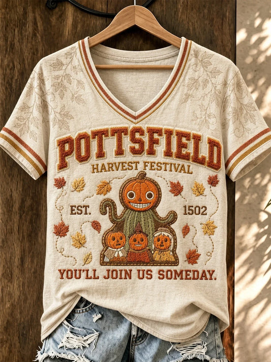 Pottsfield Harvest Festival 1502 Youll Join Us Someday V-Neck Shirt Halloween Apparel Gift For Mom