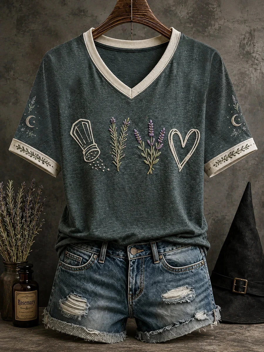 Halloween Witch Salt Rosemary Lavender Love Art V-Neck Shirt Unique Gifts For Halloween