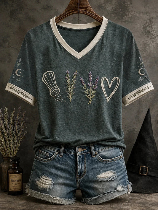 Halloween Witch Salt Rosemary Lavender Love Art V-Neck Shirt Unique Gifts For Halloween