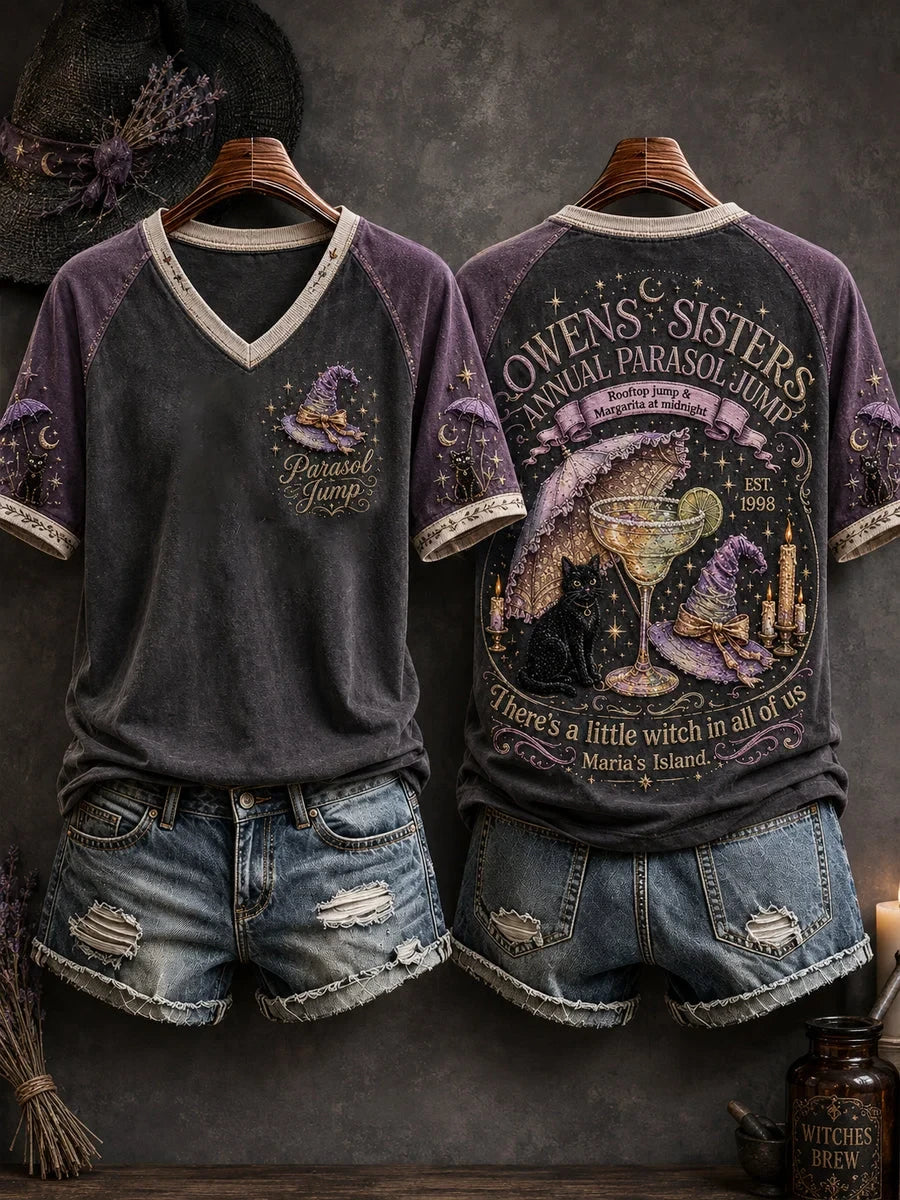 Halloween Witch Salt Rosemary Lavender Love Art V-Neck Shirt Halloween Clothes