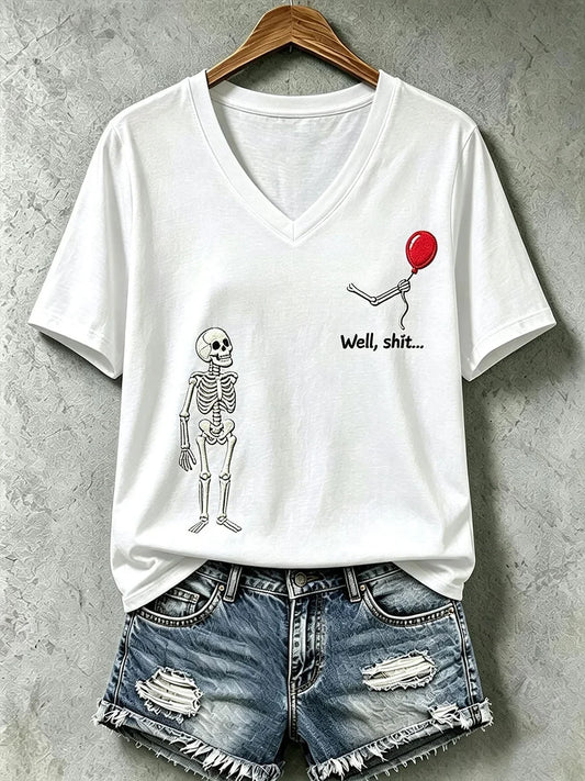 Gothic Skull Well S Halloween V-Neck Shirt Holiday Clothing Gifts Ideas For Halloween