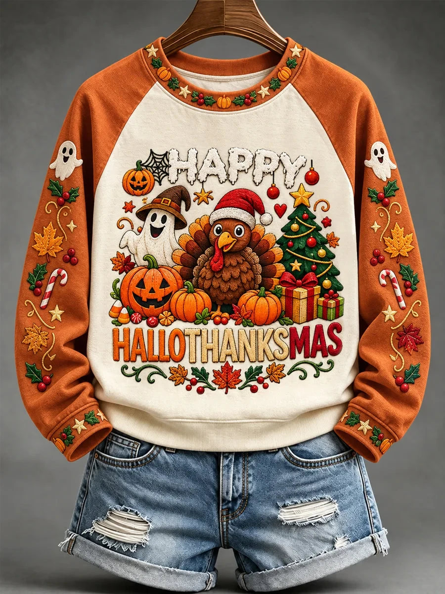 Happy Hallothanksmas Sweatshirt Halloween Clothing Cool Gifts For Besties