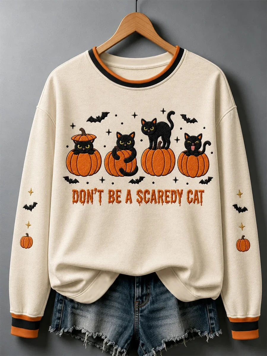 Halloween Black Cat Pumpkin Sweatshirt Halloween Clothing Gifts Idea For Cat Lovers