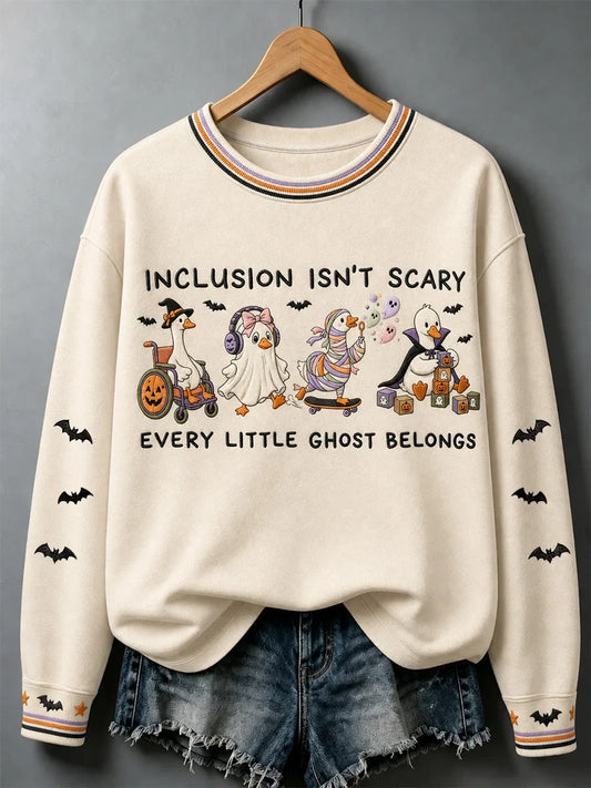 Goose Inclusion Isnt Scary Halloween Long Sleeve Shirt Haunted Halloween Clothing Gifts For Sister
