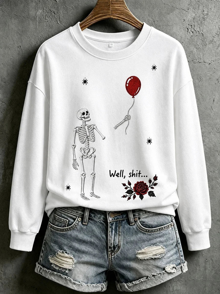 Gothic Skull Well S Balloon Art Sweatshirt Halloween Apparel Cool Gifts For Girlfriend