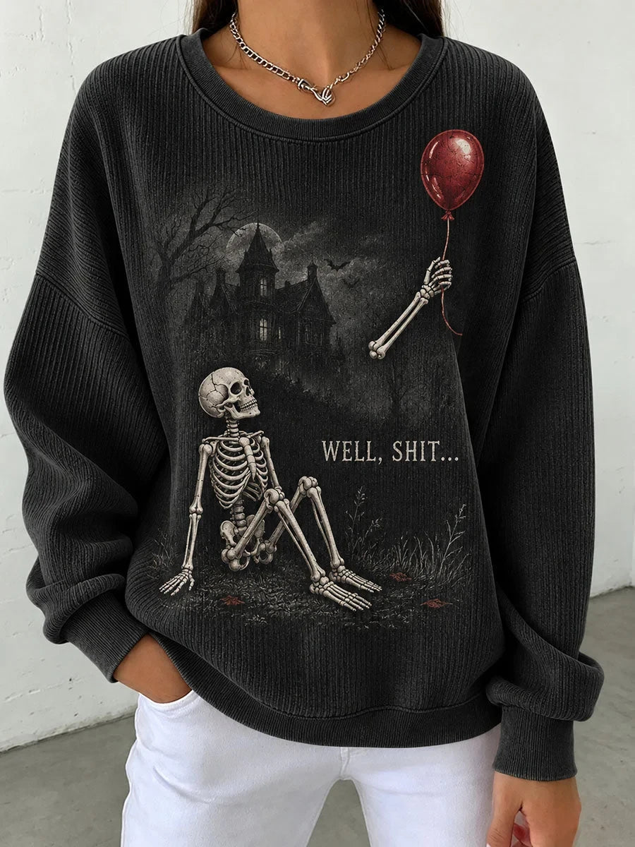 Funny Skeleton Vintage Halloween Sweatshirt Halloween Apparel Gifts For Wife
