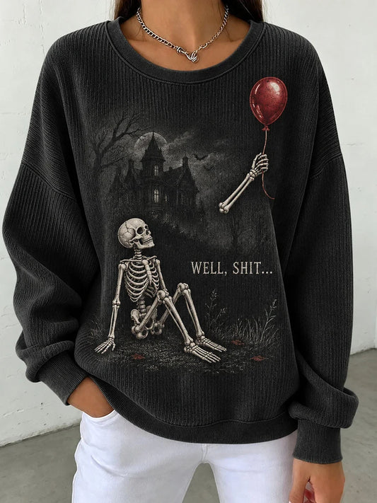 Funny Skeleton Vintage Halloween Sweatshirt Halloween Apparel Gifts For Wife