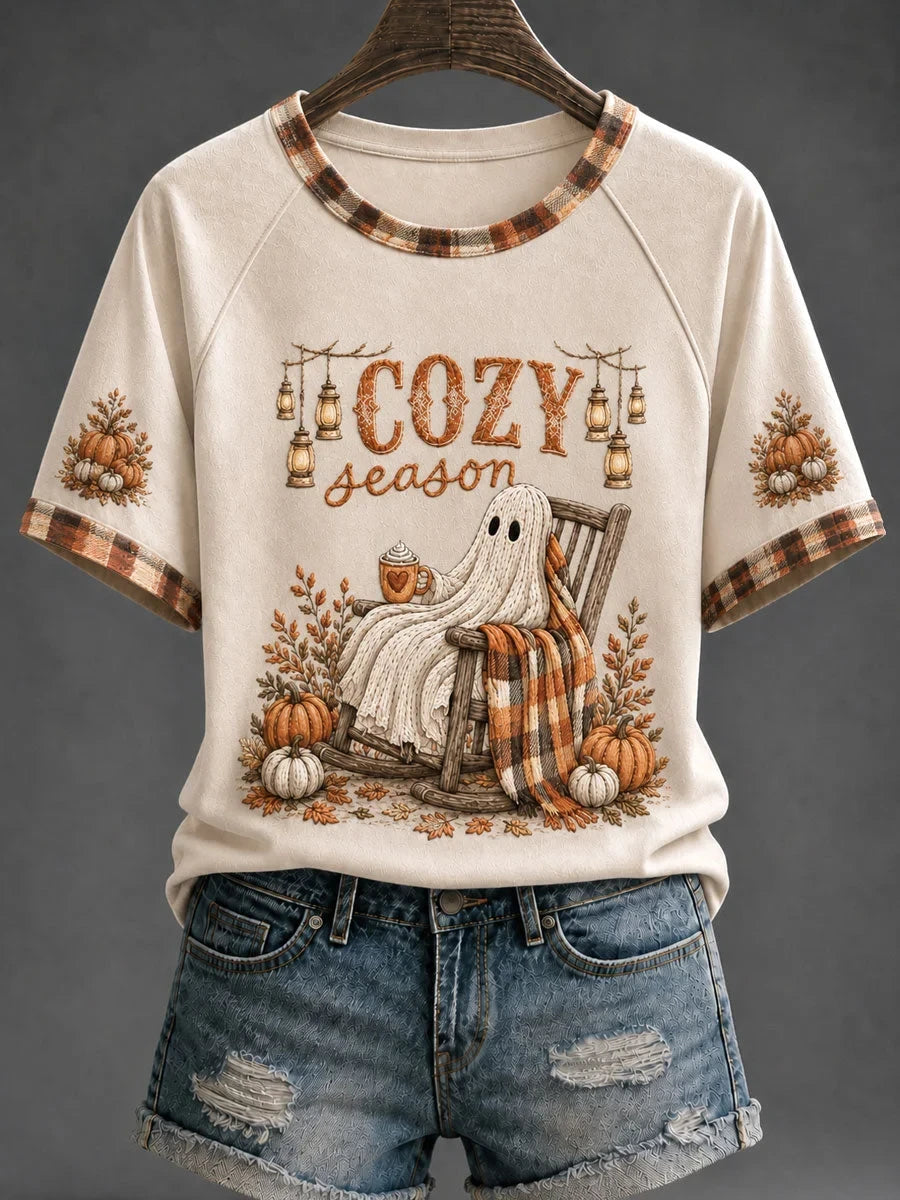 Cozy Season Ghost Pumpkin Spice T-Shirt Halloween Clothes Gifts For Her