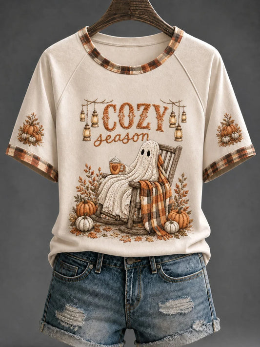 Cozy Season Ghost Pumpkin Spice T-Shirt Halloween Clothes Gifts For Her