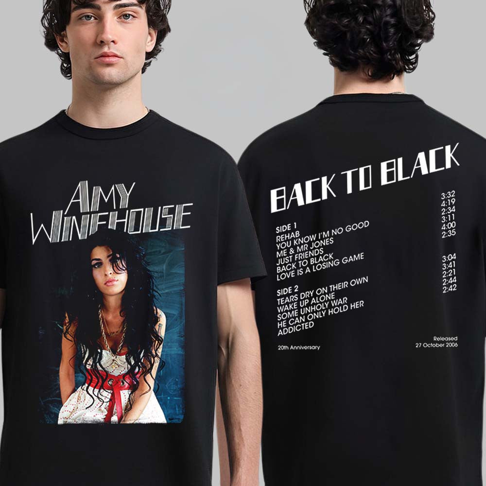 Amy Winehouse Merch Back To Black 20th Anniversary 2026 T-Shirt Amy Winehouse Lovers Gifts - Foxy23shop