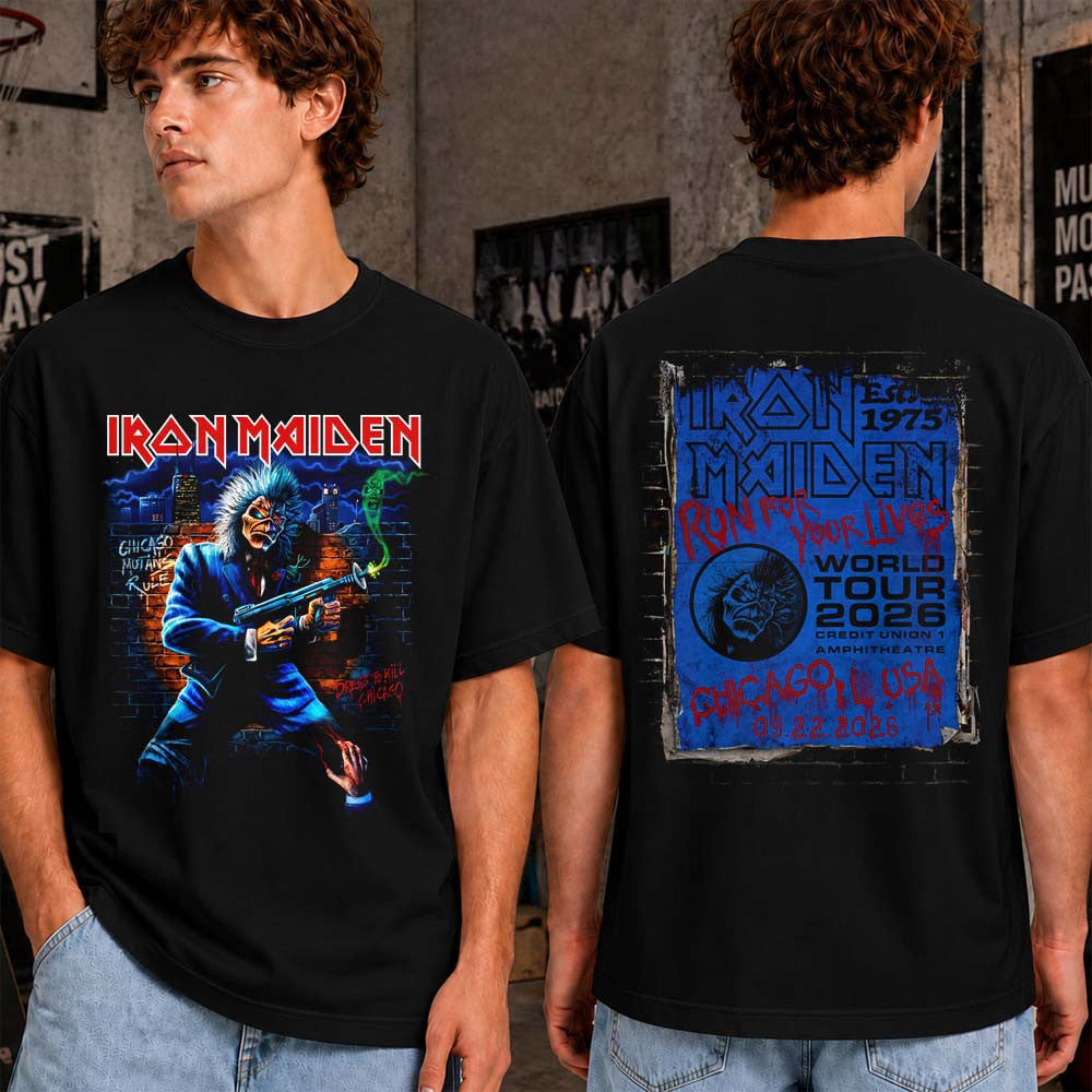 Iron Maiden Run For Your Live World Tour Tinley Park IL T-Shirt Iron Maiden Merch Rock Fan Gifts - Foxy23shop