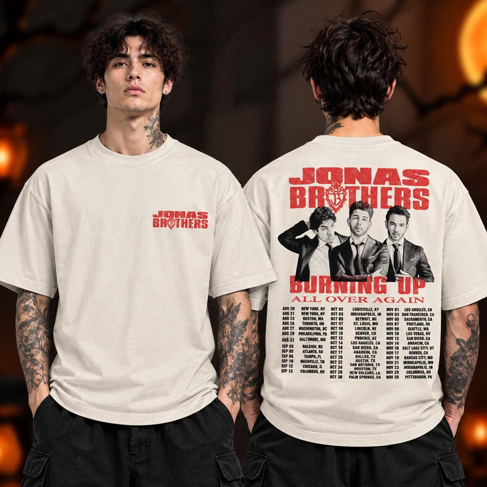 Jonas Brothers Merch Collection Burning Up Tour 2026 T-Shirt Best Gifts For Music Lovers - Foxy23shop