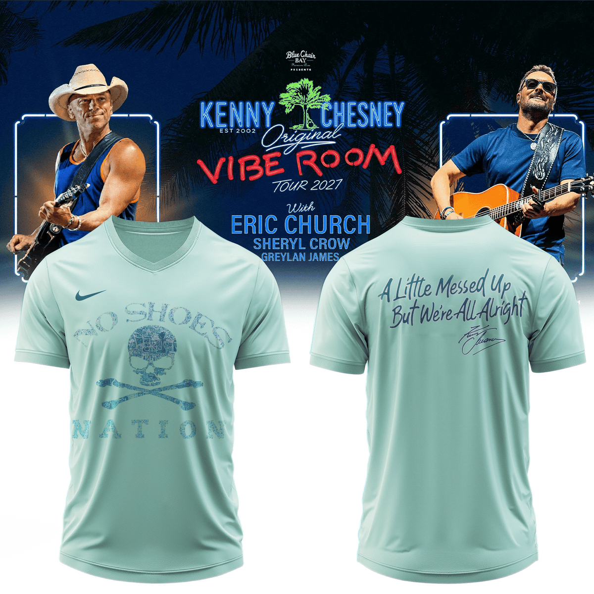 Kenny Chesney Merch The Original Vibe Room Tour 2027 V-Neck Shirt Kenny Chesney Concert Outfits - Foxy23shop