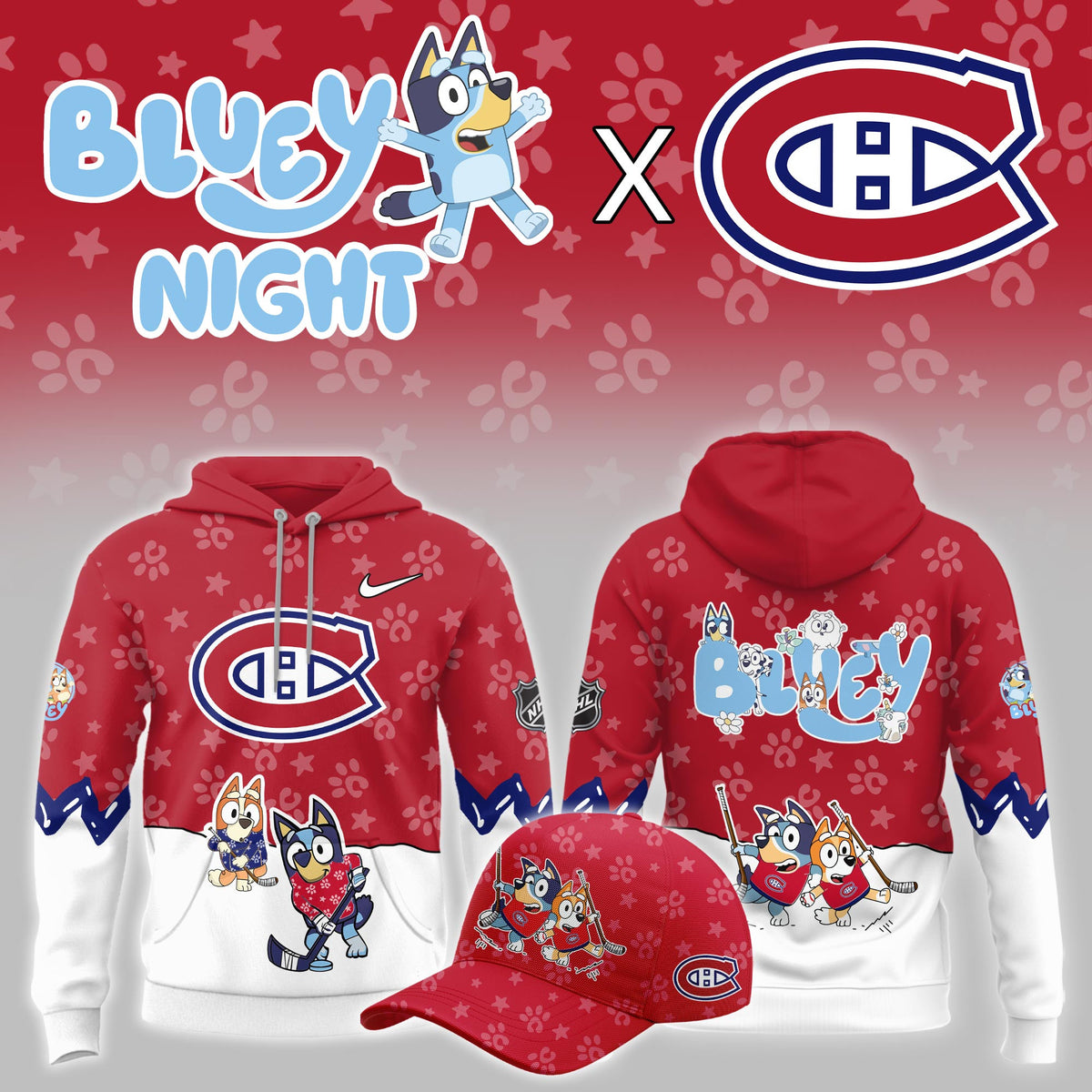 Montreal Canadiens Bluey Theme Night Game Hoodie Best Gifts For Hockey Lovers - Foxy23shop