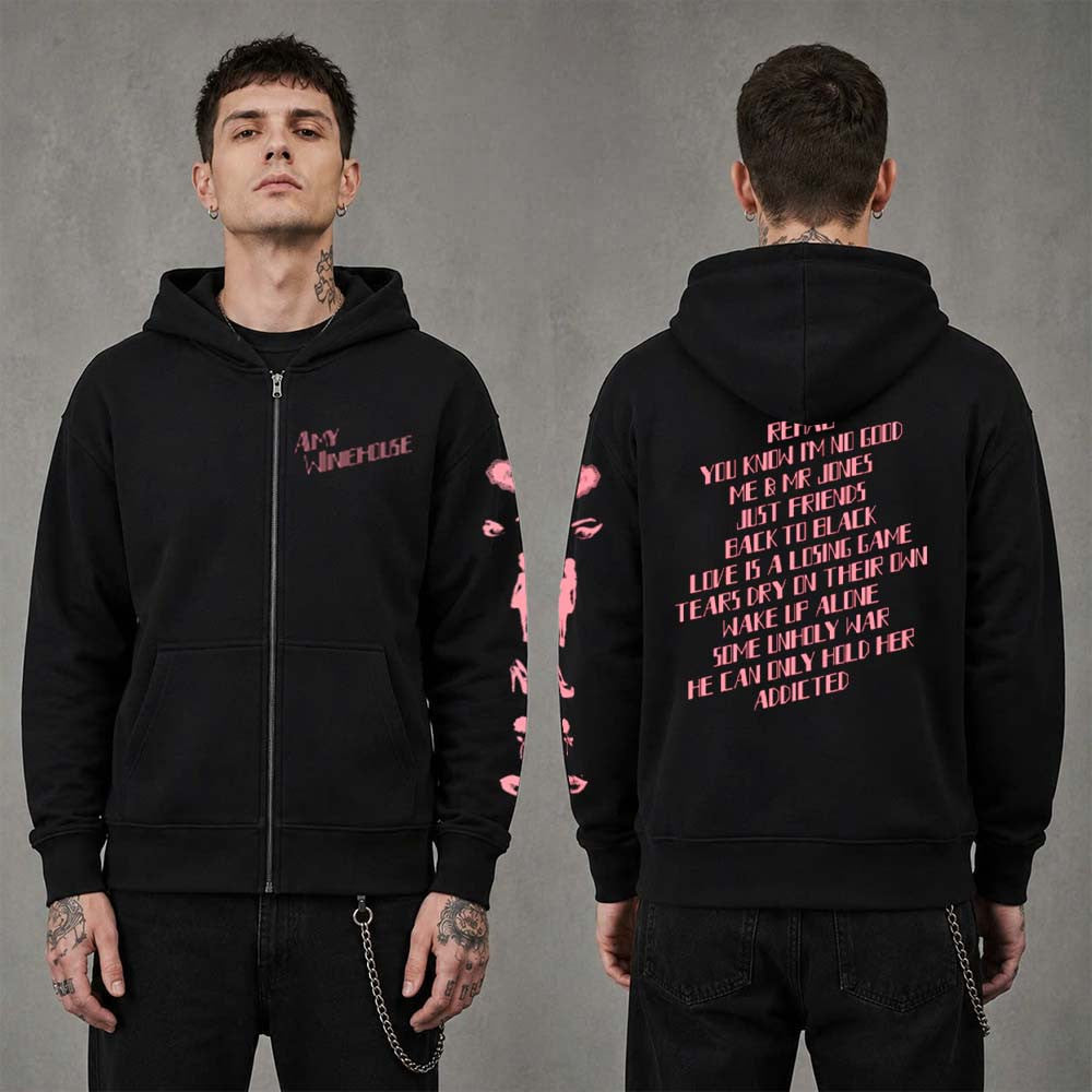 Amy Winehouse Back To Black 20th Anniversary 2026 Zip Up Hoodie Gifts For Amy Winehouse Lovers - Foxy23shop