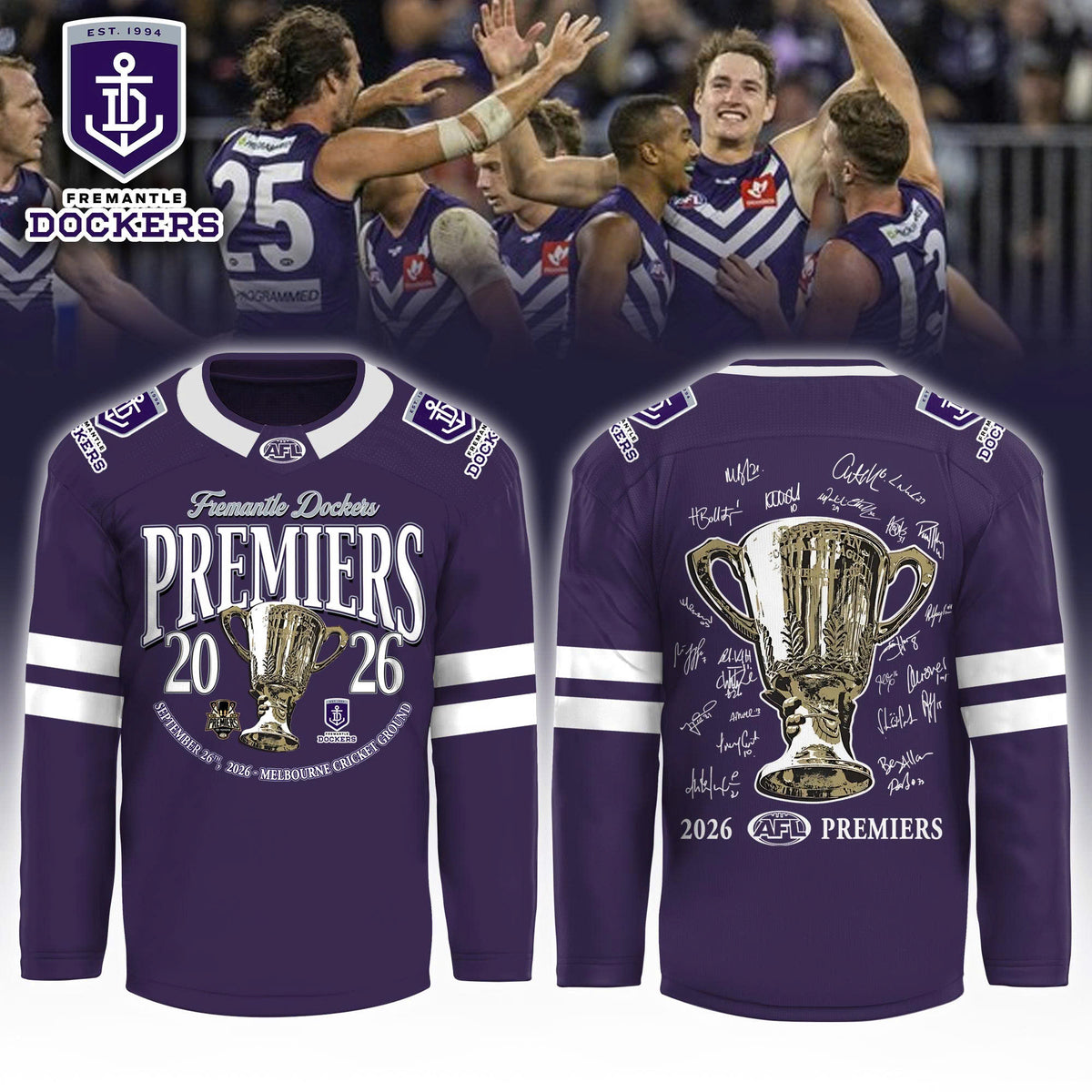 Fremantle Dockers AFL Signature Champions Jersey 2026 Fremantle Football Club Merch Fan Gear - Foxy23shop