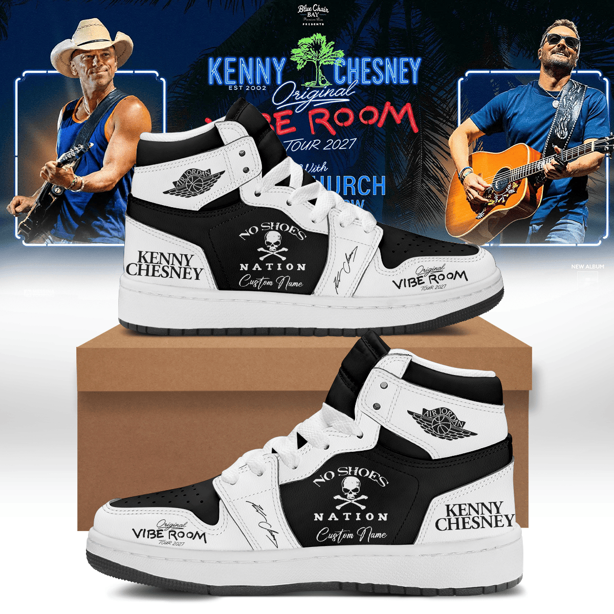 Custom Kenny Chesney The Original Vibe Room Tour 2027 Sneakers Kenny Chesney Merch Gift For Fans - Foxy23shop