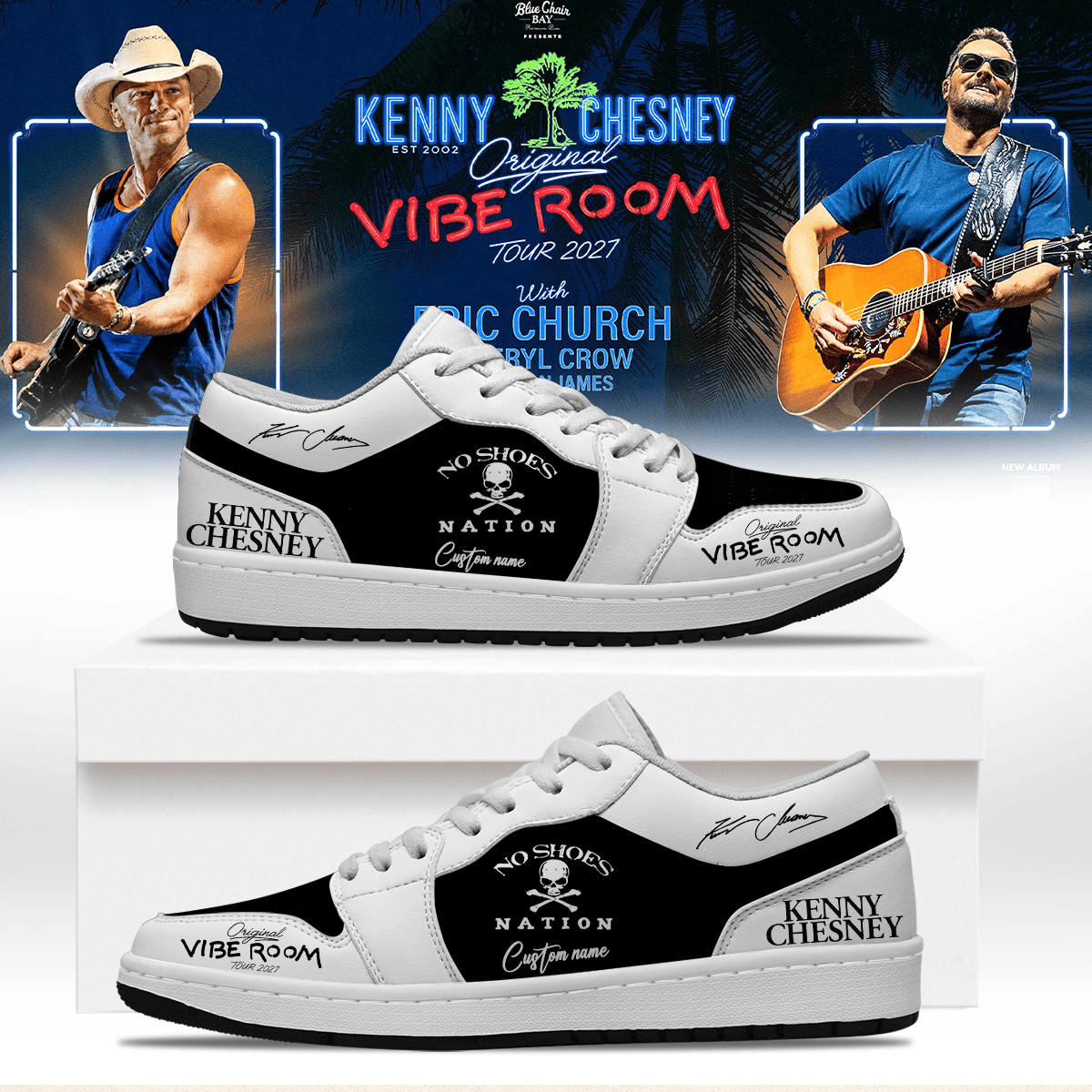 Custom Kenny Chesney The Original Vibe Room Tour 2027 Sneakers Kenny Chesney Shoes - Foxy23shop