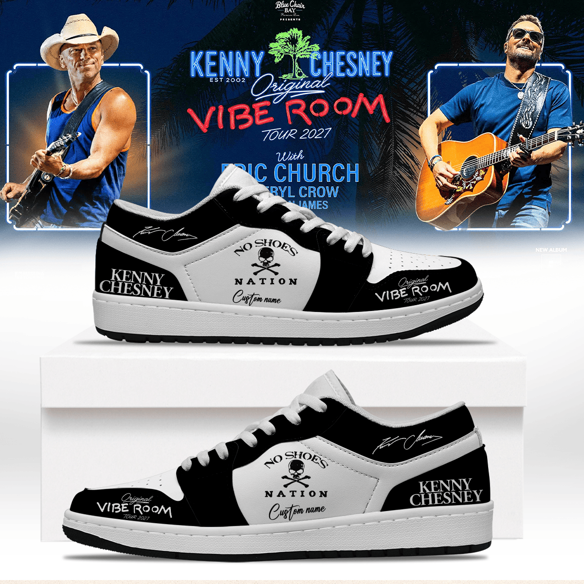 Personalized Kenny Chesney Merch The Original Vibe Room Tour 2027 Sneakers Fan Gift - Foxy23shop