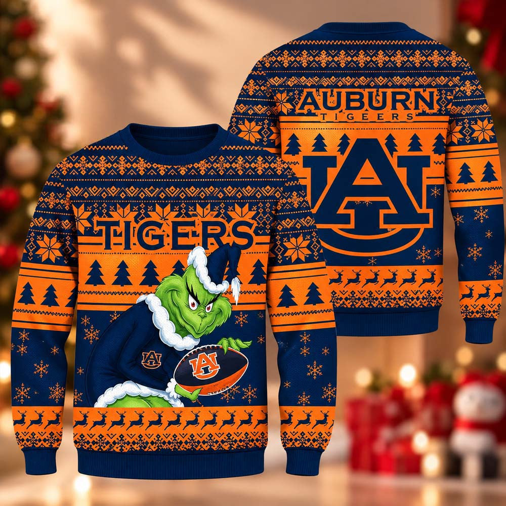 NCAA Auburn Tigers Grinch Gift For Fan Ugly Christmas Sweater Christmas Gifts For Auburn Tigers Lovers - Foxy23shop