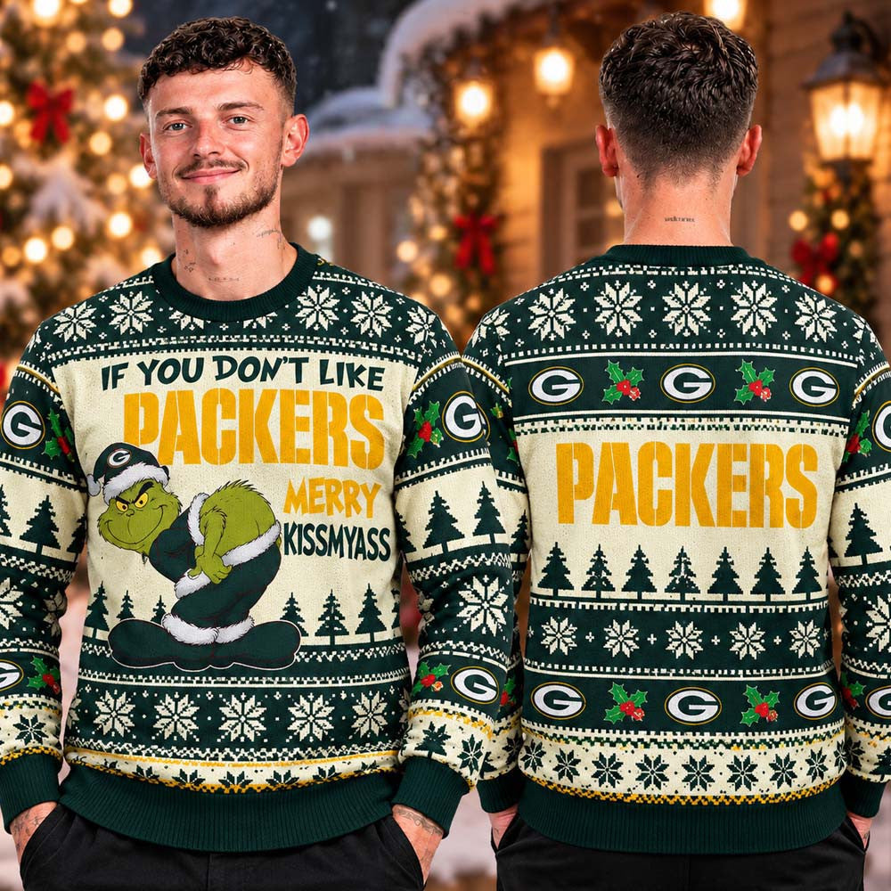 Green Bay Packers NFL Grinch If You Dont Like Parkers Merry Kissmyass Christmas Ugly Sweater Packers Fan Gear - Foxy23shop