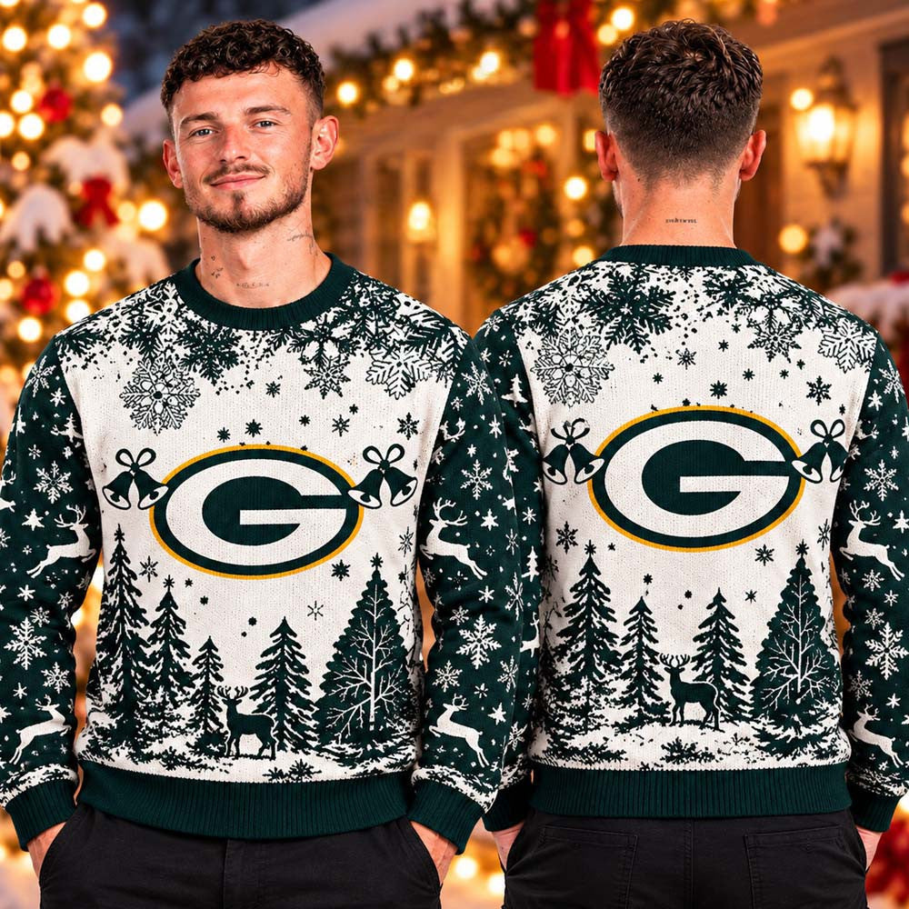 NFL Green Bay Packers Jingle Bell Christmas Ugly Sweater Green Bay Packers Clothing Gifts For Fans - Foxy23shop