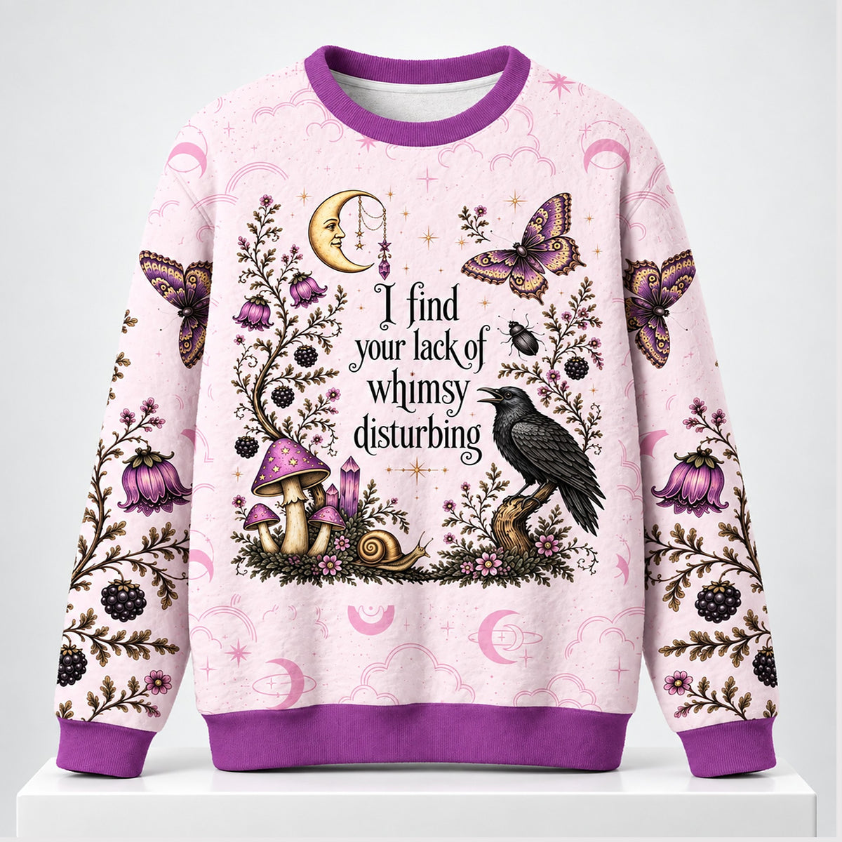 I Find Your Lack Of Whimsy Disturbing Crow Butterfly Halloween 2026 Ugly Sweater Gifts For Sister - Foxy23shop
