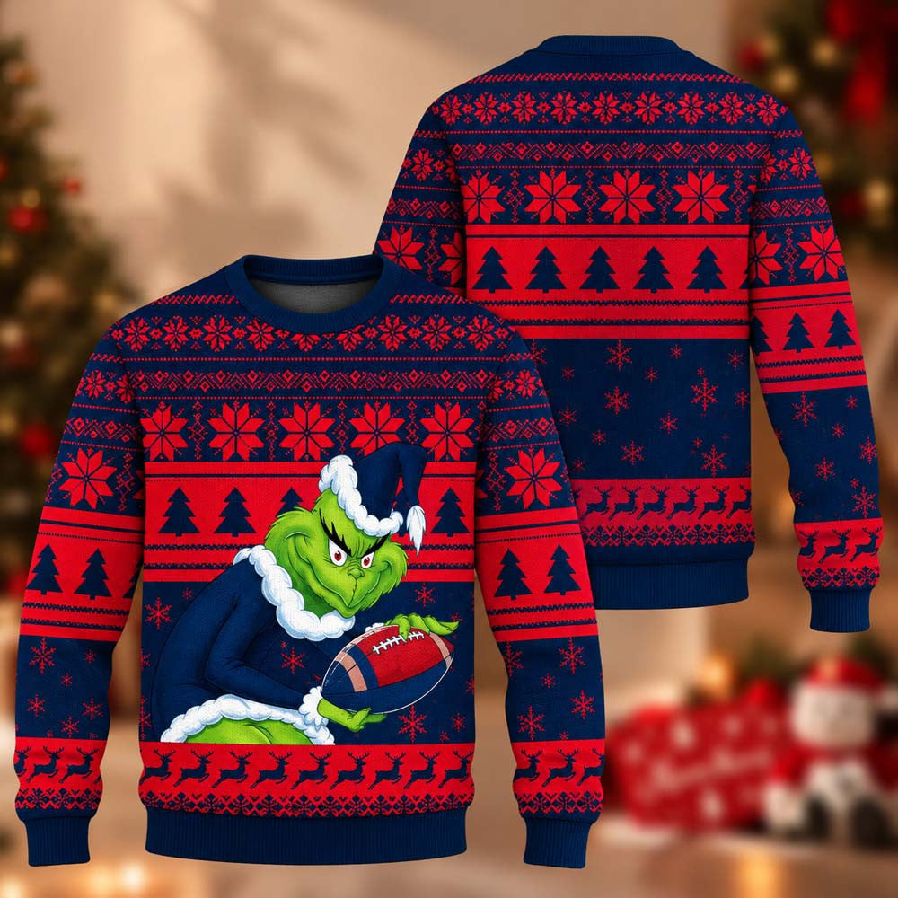 NCAA Ole Miss Rebels Grinch Ugly Christmas Sweater.Ole Miss Rebels Merch Football Lovers Gifts - Foxy23shop