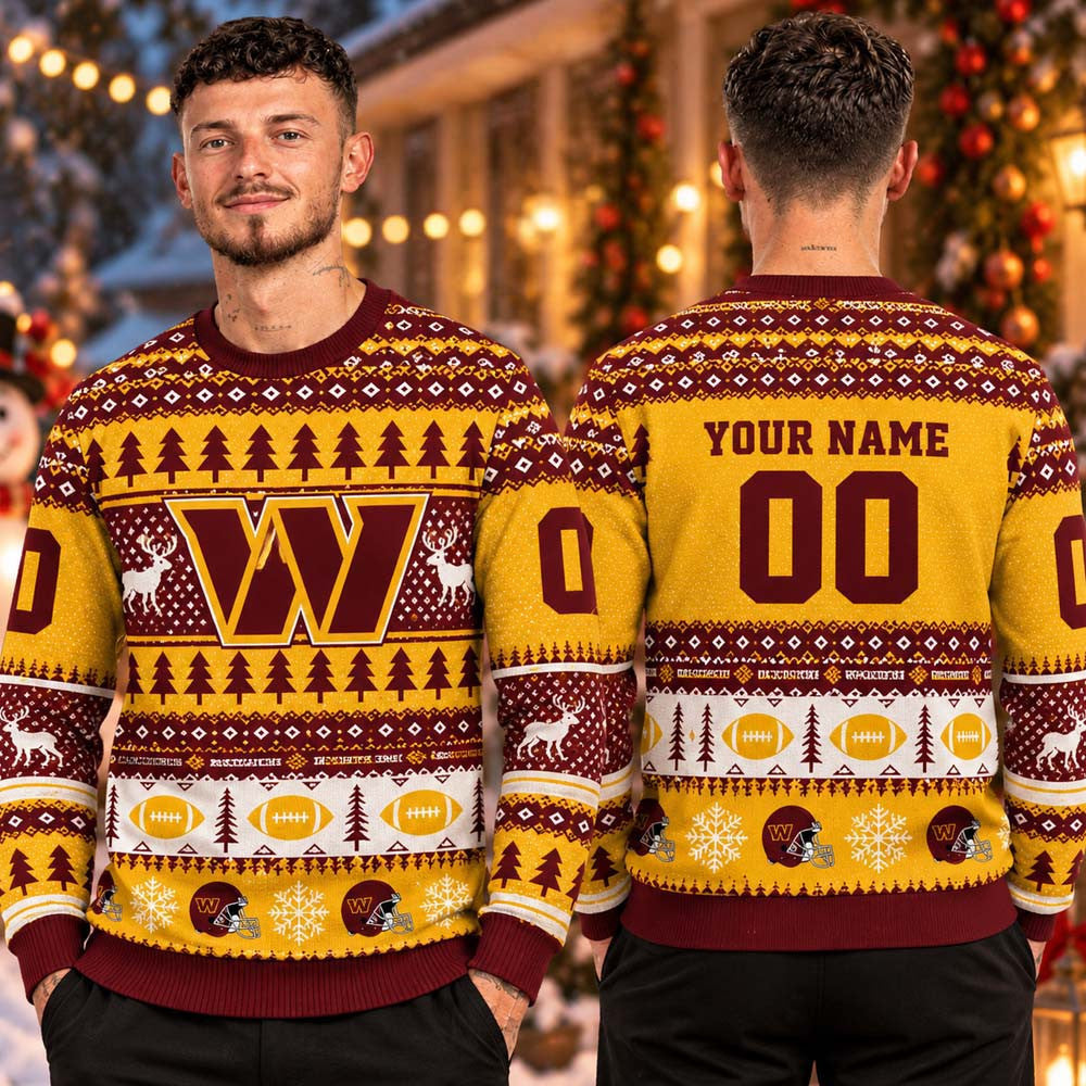 Personalized 2026 Washington Commanders NFL Ugly Sweater Xmas Clothing Gifts For Football Lovers - Foxy23shop