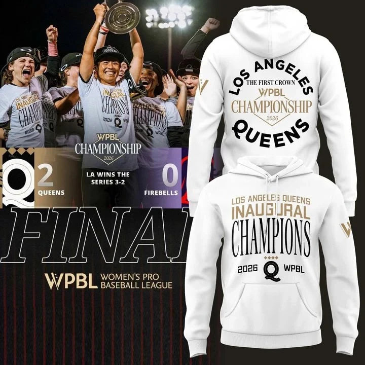 Los Angeles Queens 2026 WPBL Championship White Hoodie Baseball Fan Gear - Foxy23shop